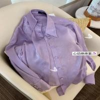 ราคา ใหม่ เสื้อเชิ้ต ผ้าซาติน สีม่วง สไตล์ฝรั่งเศส หรูหรา สําหรับผู้หญิง (25159157145)