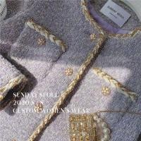 ราคา เสื้อคาร์ดิแกน ผ้ากํามะหยี่ แบบหนา ขนาดเล็ก สีม่วงลาเวนเดอร์ หรูหรา สําหรับผู้หญิง (25053560036)