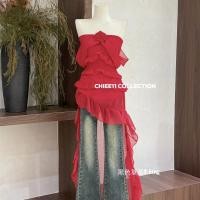 ราคา ชุดเดรสกระโปรงเซ็กซี่ เอวสูง เข้ารูป แต่งระบาย สีแดง แฟชั่นฤดูใบไม้ผลิ สําหรับสตรี (25373010751)