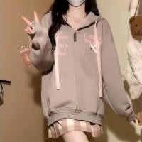 ราคา เสื้อคาร์ดิแกนกันหนาว มีฮู้ด ทรงหลวม รูปหูแมวน่ารัก ขนาดใหญ่ แฟชั่นฤดูใบไม้ร่วง สําหรับผู้หญิง (18694272127)