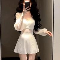 ราคา จํากัดเวลา เซคคิล ชุดเดรสผ้ากอซลูกไม้สีขาวฤดูใบไม้ผลิกระโปรงจีบเซ็กซี่ชุดเดรสสุภาพสตรีชุดเกาหลี (52607021750)