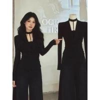 ราคา เสื้อแฟชั่นเกาหลี สวิงโค้ตสองชิ้น สีดำ พร้อมสายคล้องคอน่าสวมใส่ สไตล์เซ็กซี่เน้นงานแน่น เหมาะกับอากาศเย็นและฤดูหนาว (48705845154)