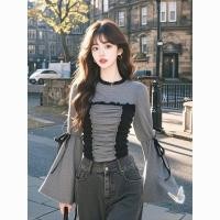 ราคา Spring Beautiful Niche เสื้อยืดแขนทรงพองสีเทาแบบSlim fit ลดอายุรอบคอ เพิ่มความสวยงามให้แก่ผู้หญิงสไตล์เกาหลี (40528729734)