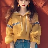 ราคา ท็อปส์ผ้าหลวมสไตล์แฟชั่น สีเหลืองลายพิมพ์ สำหรับผู้หญิง (29994334286)