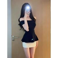 ราคา CDATA ชุดสองชิ้นสำหรับวัยรุ่น สไตล์เรียบหรู กระโปรงและเสื้อไหล่เดียวตัวท็อปแขนสั้น (57507224181)