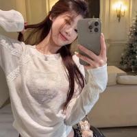 ราคา เสื้อยืดแขนยาวเย็บลูกไม้สีขาวบาง สไตล์เกาหลีพอดีตัว สำหรับผู้หญิงผู้ใหญ่ (44806071451)