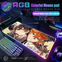 ราคา HYBXAXC MousePad RGB Gaming โต๊ะ 40x90 ซม HD Gamer ไฟ LED ขนาดใหญ่ XXL Genshin Impact โต๊ะ Zhongli Tartaglia เมาส์ Pad (51804940076)