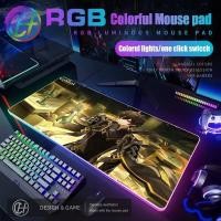 ราคา HYBXAXC Zhongli Genshin Impact Mouse Pad RGB Gaming Mouse Pad โต๊ะ HD Gamer ไฟ LED ขนาดใหญ่ XXL 900X400 RGB แผ่นรองเมาส์ (47055195876)