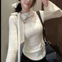 ราคา เสื้อแขนยาวผู้หญิงแต่งลูกไม้และเสื้อยืดเข้ารูป (57403981966)