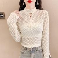 ราคา เสื้อลูกไม้สไตล์ฝรั่งเศส สีทึบแบบคอเต่า แขนยาว จากผ้าผสมมิงค์และผ้ากอซ เหมาะสำหรับใส่เป็นเสื้อด้านใน (54303766268)