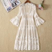 ราคา คาร์ดิแกนแขนสามส่วนตาข่ายลูกไม้ ผ้าคลุมไหล่ฤดูร้อนของผู้หญิงแขนยาวทรัมเป็ต (49653782536)