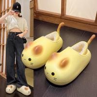 ราคา รองเท้าแตะผ้าฝ้ายสำหรับผู้หญิง สไตล์การ์ตูนแมว ส้นหนา พื้นยางกันน้ำและกันลื่น ออบอุ่นในฤดูหนาว (49000942328)