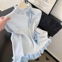 ราคา เสื้อกันหนาวสีฟ้าสำหรับภายใน คอเต่า ขอบถักด้านบน เสื้อผู้หญิงใหม่ (48703457189)