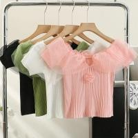 ราคา เสื้อยืดแขนสั้นเปิดไหล่ดีไซน์หวานๆ สำหรับผู้หญิงในช่วงฤดูร้อน เสื้อเปิดไหล่เรียบง่ายสำหรับสาวฮอต (47354205616)