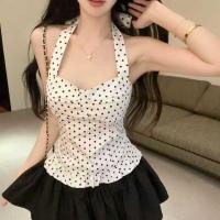 ราคา เสื้อคล้องคอ เสื้อครอป และเปิดหลัง คอวีลึก ผูกคอ ดูแพง ทรงเข้ารูป จับจีบ เซ็กซี่แฟชั่นผู้หญิง (53854131293)