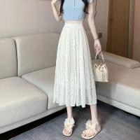ราคา Polka Dot ชีฟองจีบกระโปรงเอวสูงพิมพ์กระโปรงผ้ากอซ (54057273189)