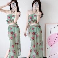 ราคา Songkran ชุดว่ายน้ำกระโปรงยาว 3 ชิ้น รุ่นใหม่ โชว์หลัง เอวสูง ผูกคอ สไตล์เซ็กซี่ เดรสชายหาด (48306794257)