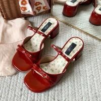 ราคา รองเท้าแตะลายดอกไม้สำหรับผู้หญิง ดีไซน์ใหม่พร้อมโบว์และเพิ่มความสูง (48200598118)