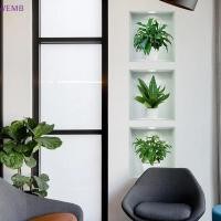 ราคา WEMB 3d สามมิติกระถางต้นไม้สีเขียว Triptych ห้องนั่งเล่น Porch โซฟาพื้นหลังตกแต่งสติ๊กเกอร์ติดผนังใหม่ (54604465619)