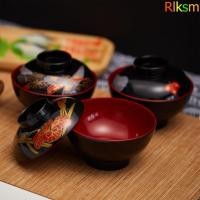 ราคา RLKSM ชามข้าวญี่ปุ่น คู่สีใบเมเปิ้ลมิโซะชามซุป ภาชนะบรรจุซุปที่มีฝาปิดชามซุปที่มีฝาปิดอุปกรณ์รับประทานอาหาร (54957160135)