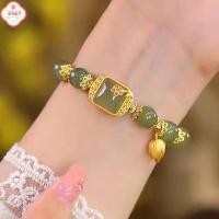 ราคา สร้อยข้อมือหยกหยกเลียนแบบเลียนแบบแบบจีนสร้อยข้อมือลูกปัดดอกบัวน้ำตาลสร้อยข้อมือนำโชคหรูหราเบาๆคุณภาพสูง (56257302141)
