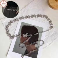 ราคา สายโซ่คาดเอวรูปผีเสื้อสีเงินมีสไตล์สำหรับผู้หญิงเข็มขัดพุงโลหะแนวพังค์แบบเรียบง่ายสายโซ่คาดเอว (55004098818)
