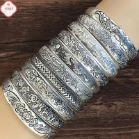 ราคา สร้อยข้อมือแบบเปิดแนวย้อนยุคเครื่องประดับเงินทิเบตวินเทจกำไลข้อมือแกะสลัก (52807300279)
