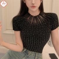 ราคา เสื้อยืดแขนสั้นคอเต่าสำหรับผู้หญิงเสื้อยืดลำลอง (40129304619)