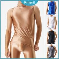 ราคา kmeril ผู้ชายเสื้อกั๊กเคลือบเงาพื้นผิวเรียบสีบริสุทธิ์สลิมฟิตยืดหยุ่นสูงแขนกุดรอบคอออกกําลังกายยิมเสื้อกล้าม ชุดออกกําลังกาย เสื้อผ้าทุกวัน (26876171300)