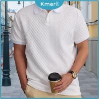 ราคา เสื้อยืดผู้ชาย Casual Men Top Mens Short Sleeve Lapel Tee Shirt with Jacquard Fabric Decorative Stylish Solid Color Casual Top for Summer Light and for Southeast (50155711883)