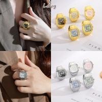 ราคา นาฬิกาแบบแหวน LDVG นาฬิกาควอTZ ฝาโลหะเหล็กกลวงหน้าปัดทรงสี่เหลี่ยม ดีไซน์คลาสสิกโรมันเรโทรสำหรับทั้งผู้ชายและผู้หญิง (55757151213)