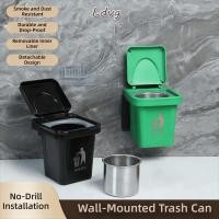 ราคา LDVG ถังขยะ ถังขยะติดผนังสแตนเลสแบบไม่มีหมัด มีฝาปิดแขวนผนังคอนเทนเนอร์ขยะห้องน้ําห้องนั่งเล่น (45657364518)