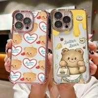ราคา น่ารัก Butter Bear เคสกันกระแทกสําหรับ Iphone 13 Pro Max 11 12 Pro Max 6 6S 7 8 Plus XR X XS Max 6 7 8 7Plus 8Plus 11Pro 14Plus นุ่มกันกระแทกเคสโทรศัพท์ (44856665646)