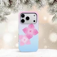 ราคา ลายดอกไม้สีชมพูสําหรับ iPhone16Pro Max เคสโทรศัพท์มือถือ 15Plus Push Window Two in One สําหรับ iPhone17 14 13 12 11 Push Window Bracket Anti fall เคสป้องกัน (51406314687)