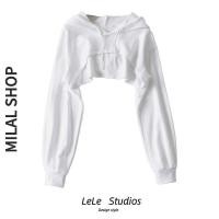 ราคา ผู ้ หญิงใหม ่ Hoodie Simple ไม ่ สม ่ ําเสมอแขนยาว CropTop (28800918671)