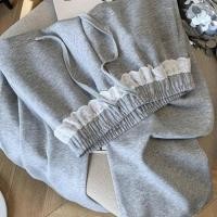 ราคา กางเกงขากว้างสีเทาสำหรับผู้หญิงสไตล์เกาหลี ลายลูกไม้และเอวสูง (45001245508)