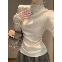 ราคา เสื้อลูกไม้แขนยาวสไตล์เกาหลี แบบครึ่งคอเต่า สวมใส่ได้กระชับและสวยงาม (53455146249)