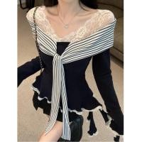 ราคา เสื้อยืดแขนยาวสไตล์เกาหลี ลายลูกไม้ สำหรับผู้หญิง (47152872586)