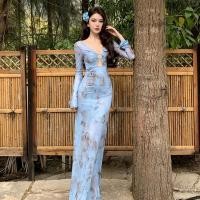 ราคา ชุดเดรสแขนยาวพิมพ์ลายม้าลายสำหรับผู้หญิง แบบ V neck พร้อมรายละเอียด Cutout และ핏กระชับ (47055815910)