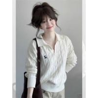 ราคา เสื้อไหมพรมคอกลมสีขาวสำหรับผู้หญิง สวมใส่ง่ายในวันอากาศเย็น (29843852819)