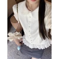 ราคา เสื้อเชิ้ตเข้ารูปคอตุ๊กตาสไตล์วิทยาลัยสไตล์ฝรั่งเศสสําหรับผู้หญิง (27802843312)