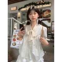 ราคา เสื้อเชิ้ตลายแขนฟองลูกไม้โบว์นักเรียนสไตล์นักเรียนหญิง (26707686676)