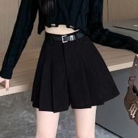 ราคา ผู้หญิงฤดูใบไม้ร่วงขนาดบวกจีบผ้าลูกฟูกกางเกงขาสั้นขากว้างสบายๆ (26662149882)