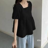 ราคา เสื้อเชิ้ตแขนพัฟ คอสี่เหลี่ยม ทรงหลวม แฟชั่นฤดูร้อน สําหรับผู้หญิง (22079259880)