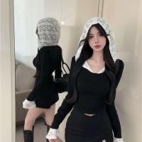 ราคา เสื้อยืดผู้หญิงลายลูกไม้ สลิม핏สั้น แขนยาว (55852679013)