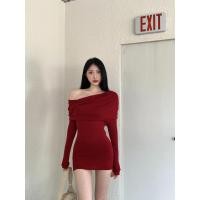 ราคา ชุดเดรสแขนยาวไหล่เดียวสําหรับผู้หญิงs พร้อมเอว Cinched และ Bodycon Silhouette (28794189514)