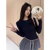 ราคา เสื้อสเวตเตอร์สีม่วงสำหรับผู้หญิง ทอจากเนื้อยางยืดหยุ่น (45652766660)