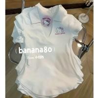 ราคา ผู ้ หญิง CuteHello Kitty Cotton Short Sleeve Polo Collar Skinny Top (28402924833)