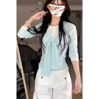 ราคา เสื้อสลิม핏สไตล์เกาหลีสีฟ้าอ่อนสำหรับผู้หญิง เหมาะสมและหรูหรา (48954505754)