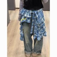 ราคา ผู้หญิงอสมมาตรลายสก๊อตพิมพ์ดาวรูปแบบสามชั้นชั้นผูกเอวมินิกระโปรง (42802675232)